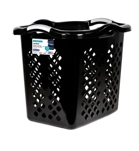 Home Logic 2 Bushel Lamper Plastic Laundry Basket with Silver Handles, Black, Adult