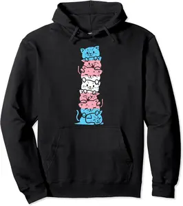 Transgender Cat Stack Cute Trans Pride Flag LGBT Animal Gift Pullover Hoodie - Lydiagarcia Shop 43B08CC4R9DN