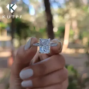1/2/3 Carat Vintage Radiant Cut Moissanite Engagement Ring S925 Silver Rectangle Lab Diamond Promise Wedding Rings for Women
