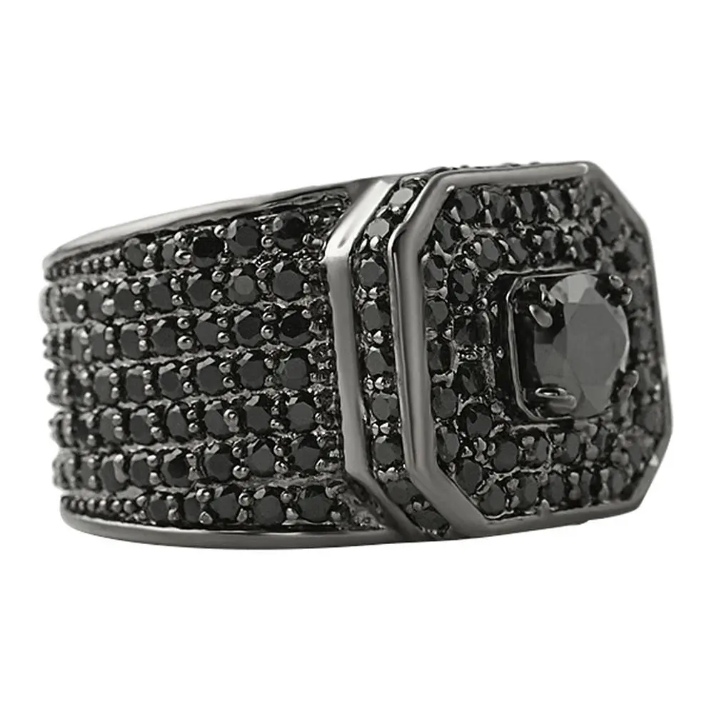 Presidential Black CZ Statement Ring, Fashion Costume Jewelry Accessory, Statement Rings