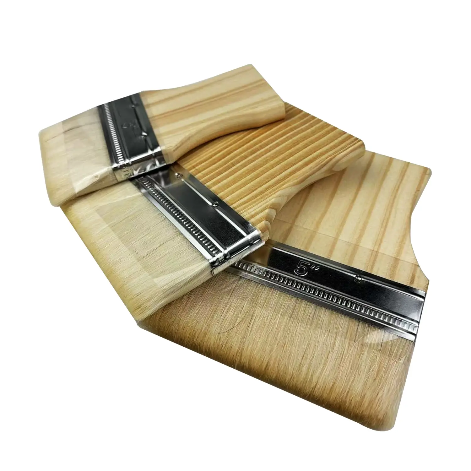 3 Pcs Flat Paddle Paint Brush Set, Painter Tool Birch Wood Wide Paint Brush Large Paint Brush 3/4/5 Inch Paint Brush For Oil And Acrylic Paints