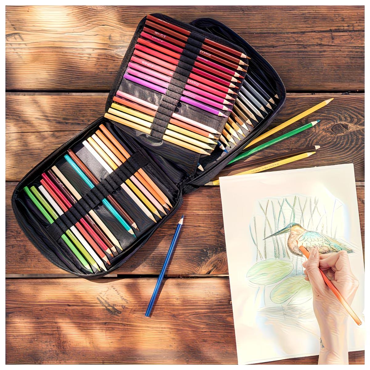 120pcs Professional Colored Pencil Shockproof Kit with Detachable Shoulder Strap,Extra-Large Capacity Portable Canvas Pencil Case Set,For Professional artistic use,Artists Drawing Coloring Sketching