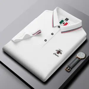 New Embroidered Bee Short Sleeve Lapel Polo Shirt High-end Trendy Brand Men's Top T-shirt