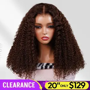 [20" Only $129] OQ HAIR Chocolate Brown 7X5 Glueless Wigs Human Hair 180% Density #4 Colored Kinky Curly Wear Go Wigs Pre Plucked