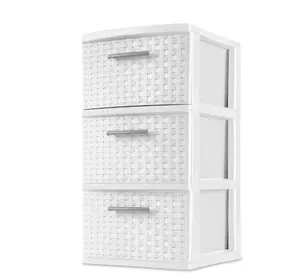 3 Drawer Weave Tower, White