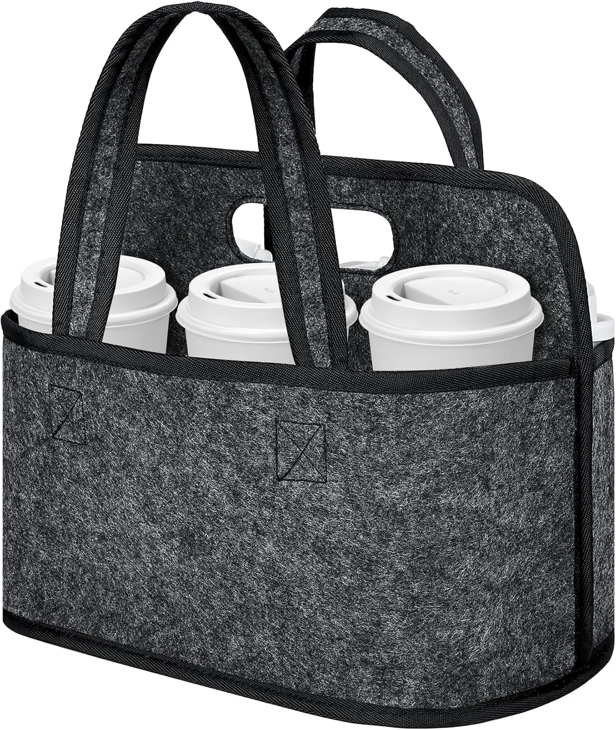 Enlarged 6 Cups Drink Carrier with Handle, Reusable Drink Carrier for Delivery, Assembly-Free Portable Coffee Holder Cup Holder Bag, Coffee Caddy with Double-Handle for Car, Take Out, Outdoors
