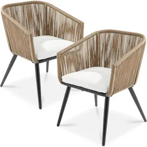 Patio Dining Chairs, Outdoor Seating for Backyard, Poolside, Balcony w/Woven Wicker Design, 250lb Weight Capacity