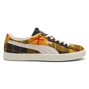 PUMA Mens Suede Vtg Harris Tweed Lace Up Sneakers Shoes Casual - Black, Yellow
