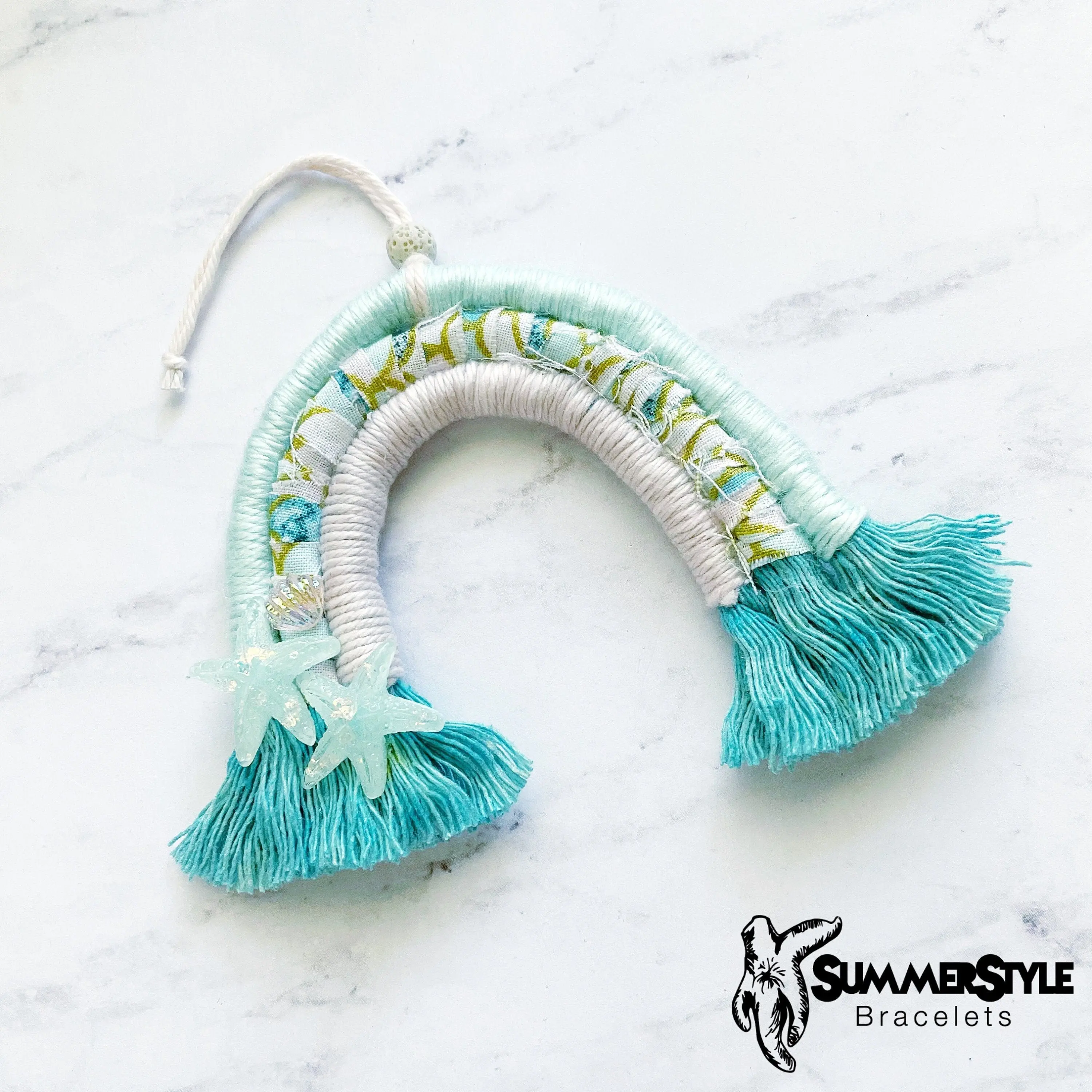 Mermaid Rainbow Macrame Car Charm, Mermaid Macrame, Boho Accessories, Macrame Rainbow, SummerStyle Bracelets
