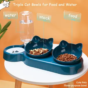 Pet Feeder, Two-in-One Double Bowl with Automatic Water Bottle, Tilt and Rotatable Design, Suitable for Cats and Dogs, Automatic Pet Feeder