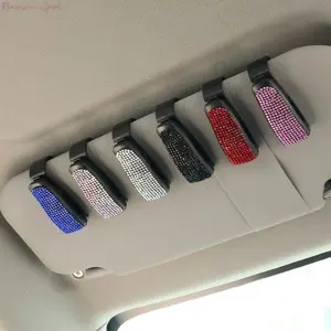 Women's 6/2-Pack Bling Rhinestone Car Glasses Clip, Universal Sun Visor Eyeglasses Holder, Sparkling Auto Interior Decor, Durable Easy-Install Organizer, Girly Cute Car Accessories for Daily Driving, Accessories For Car