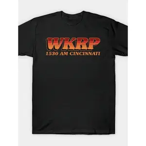 [Vintage Graphic T-Shirt] WKRP 1530 AM CINCY Vintage Graphic  Men's and Women's T-Shirt Black, Machine Washable