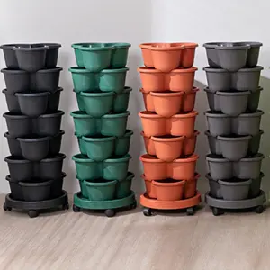 Stackable three petal flowerpot set, indoor/outdoor garden and balcony flowerpots, suitable for home gardening, a multifunctional home planting tool that can be hung, stacked, and moved, suitable for growing strawberries, vegetables, and flowers