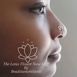 Lotus Flower Nose Ring, Gold Nose Cuff, Afrocentric Nose Jewelry, Symbolic Jewelry