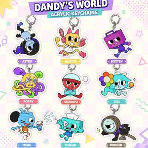 Dandy's World Acrylic Keychain | Roblox Toon Charm | Astro Glisten Boxten Poppy Shrimpo Gigi Tisha Teagan Rodger | Cute Game Backpack Charm