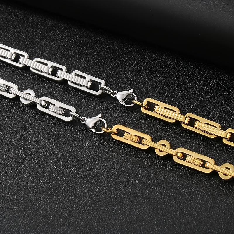 1pc Heavy-Duty Motorcycle Chain Bracelet - Industrial Hip-Hop Jewelry with Interlocking Chains, Unisex Bike Chain Necklace for Men & Women - Edgy Motorcycle, Cycling, Everyday Streetwear - Durable Metallic Finish Gift for Bikers & Urban Fashion Lovers, Mo