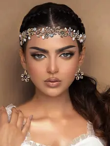 Vintage Bridal Headband with Alloy Leaves and Rhinestones, Perfect for Ballroom Parties Weddings Stage Performances