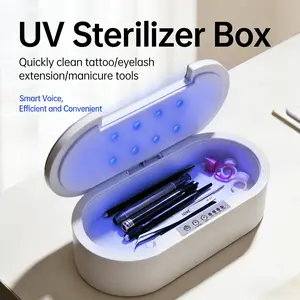 Professional UV Sterilizer Box for Nail Tech & Lash Artists, Smart UV Light Sanitizer Case for Beauty Tools, Tattoo Equipment, Makeup Brushes, Phone & Personal Items, Large Capacity Disinfection Box with Auto Timer