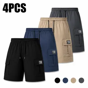 4-Pack Men’s Lightweight Cargo Shorts, Elastic Waist, Casual Summer Shorts with Large Pockets