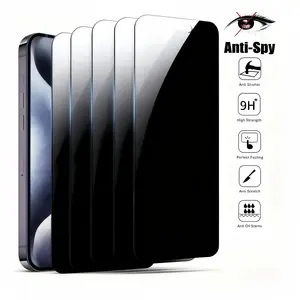 5Pcs Privacy Screen Protector Tempered Glass Compatible For iPhone 16 17 15 14 13 12 11 16e Plus Air Pro Max Anti Spy Tempered Glass Privacy Screen Protector Scratch-resistant full coverage camera lens protection