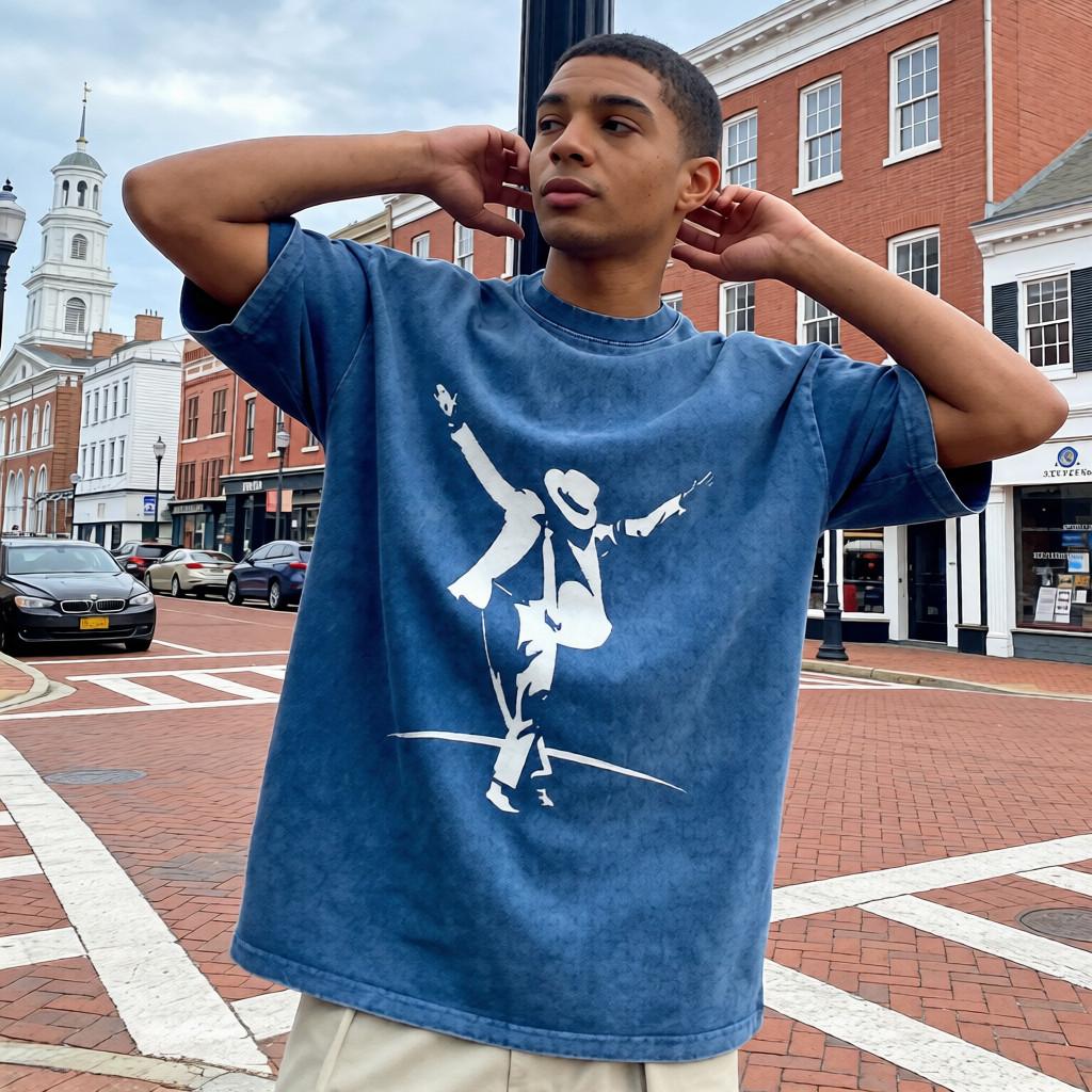 Michael Jackson Washable Direct Spray T-Shirt 260g Heavy Cotton Vintage Unisex Hip Hop Streetwear Tee