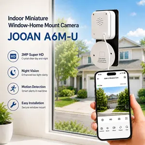 JOOAN Mini Window Security Camera 3MP HD 5X Zoom Night Vision 2.4G WiFi Motion Detection Two-Way Audio A6M-U Micro Adhesive for Home Safety