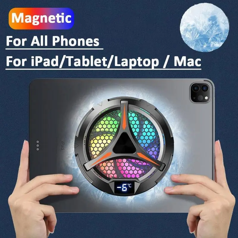 X42 Radiator Magnetic Cooler Fan with Aluminum Stand for iPhone, iPad, Mac – Phone Magnetic Cooler Fan for Mobile Phones, Laptops, Tablets