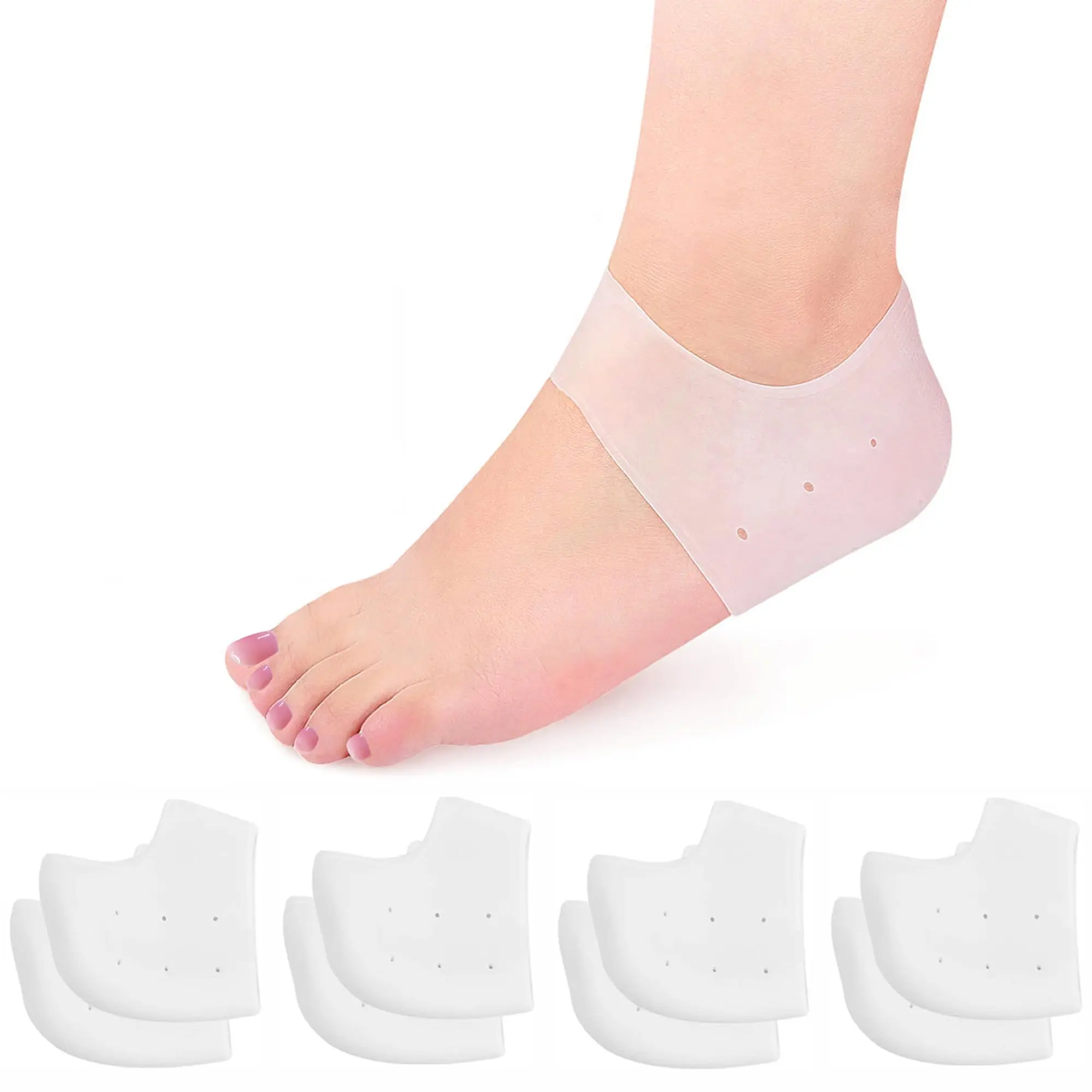 4 Pairs Gel Heel Protectors, Silicone Heel Cups for Heel Pains,Cracked Heels, Heel Spurs, Plantar Fasciitis,Unisex Fit Gel Heel Pads,Heel Pain Relief for Men Women Teens