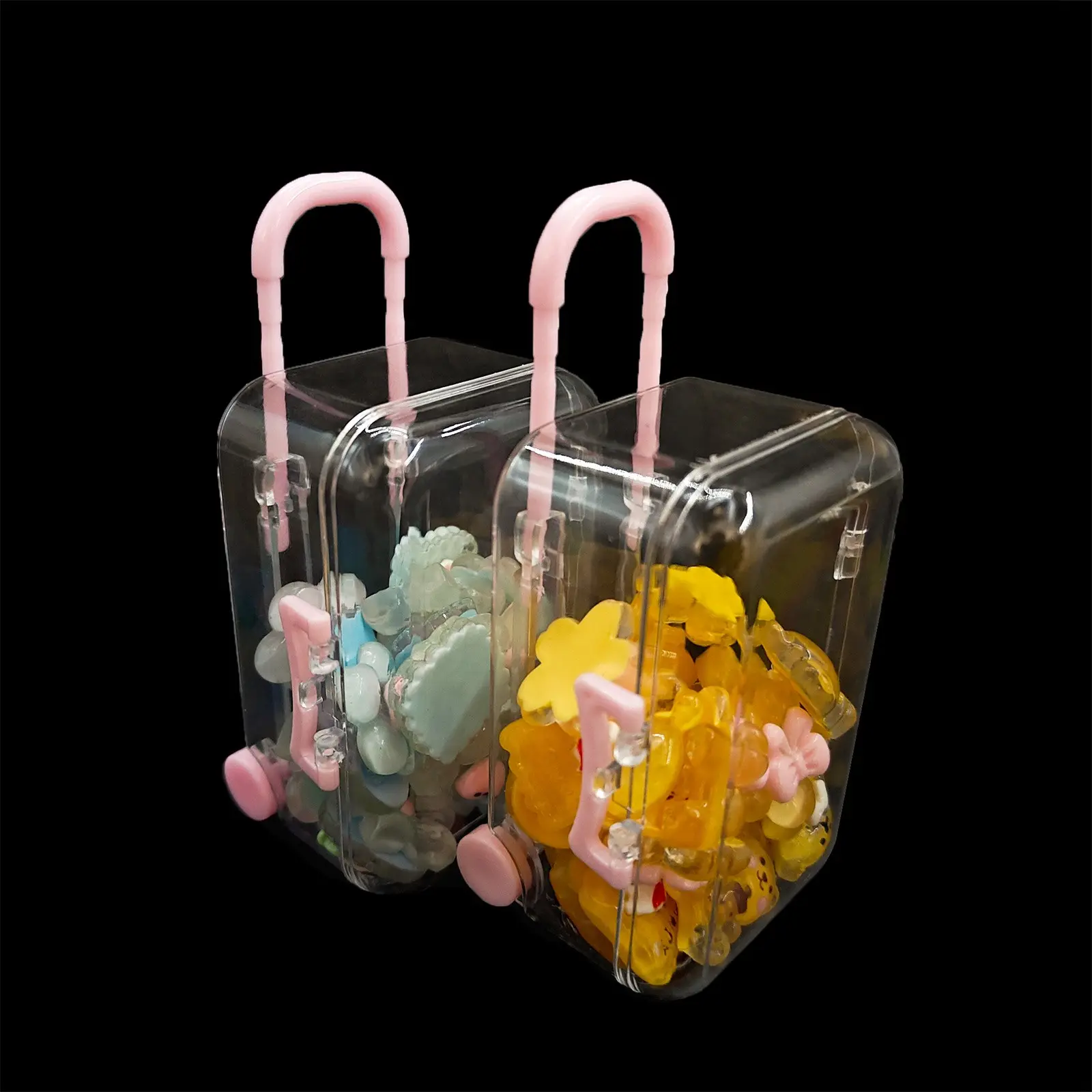 2 Piece Creative Mini Luggage Organizer Box, Portable Handheld Case, Nail Art Accessories Tool Storage, PVC Material