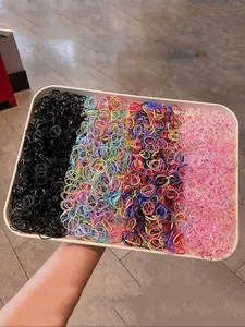 High Elasticity Disposable Hair Ties Set, Multi-Color Cute Design, Non-Damaging Fabric Rubber Bands, All Seasons Casual Style, Elastic Hair Accessory