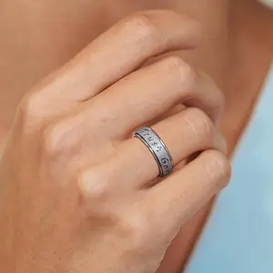 Trust God Fidget Spinner Ring for Women & Men - Anxiety Relief 18K Gold Plated Stainless Steel, Hypoallergenic Fidget Gift for Her,Size 6/7/8/9/10