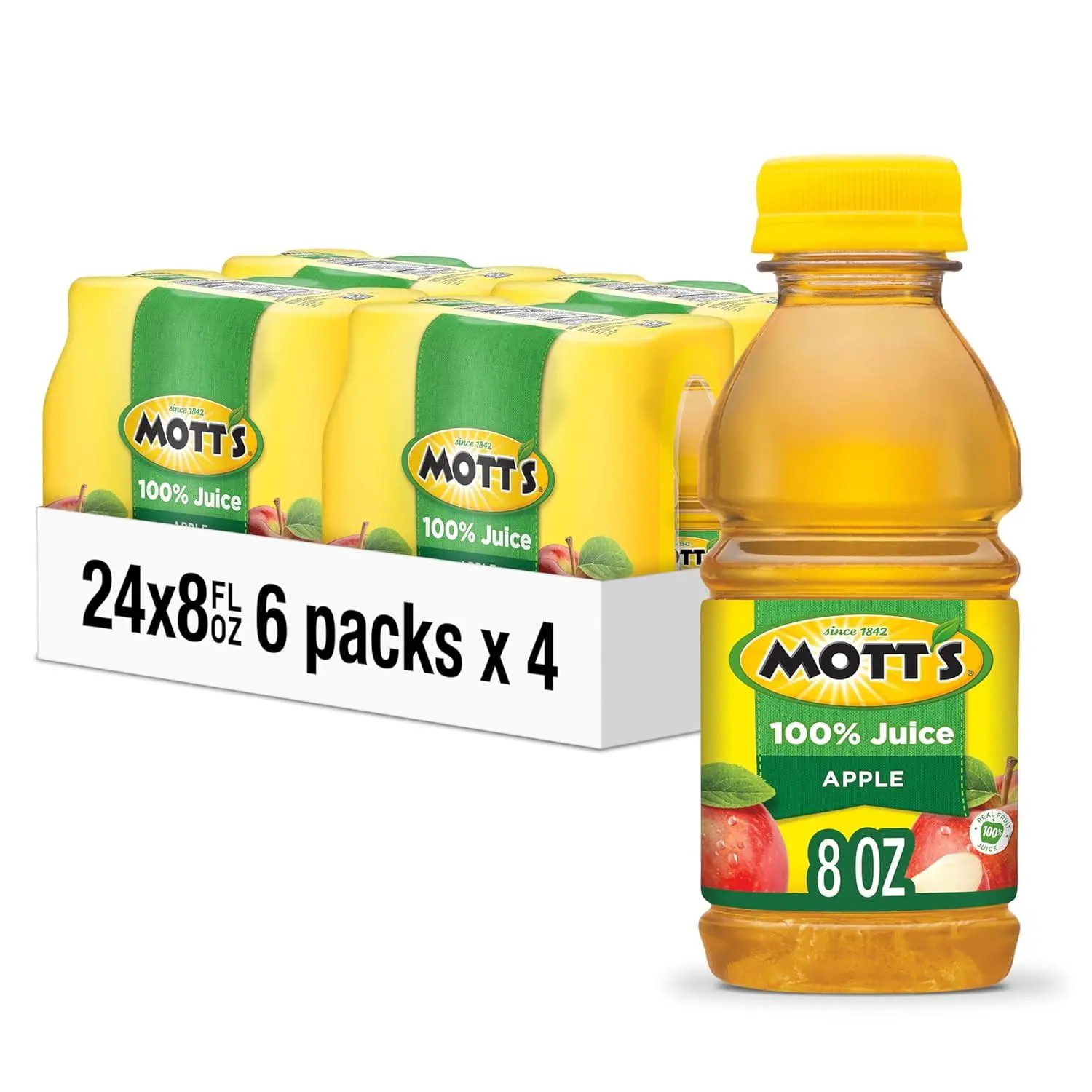 100% Original Apple Juice, 8 Fl Oz Bottles, 24 Count (4 Packs of 6), 2 Servings