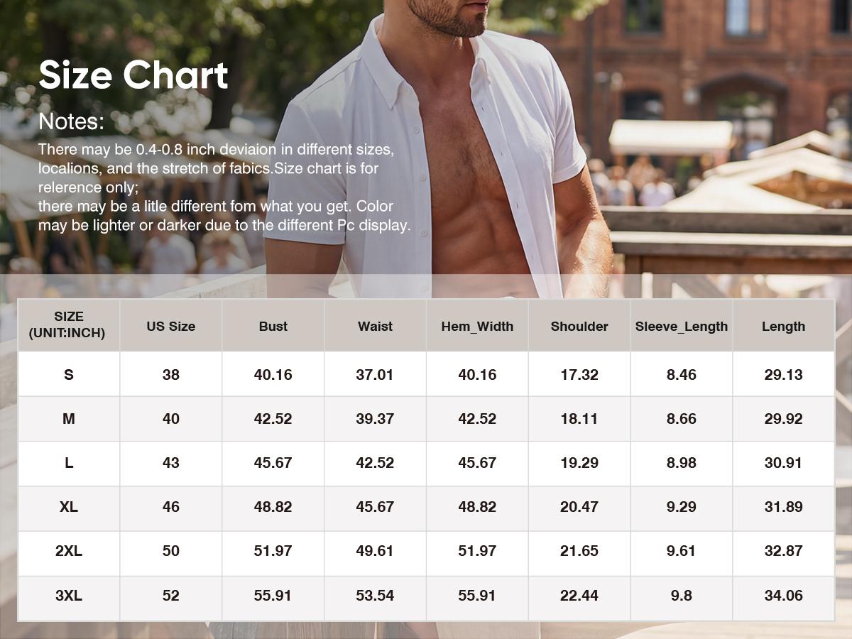 JMIERR Mens Muscle Fit Dress Shirts Casual Button Down Shirt Short Sleeve Wrinkle-Free Shirts