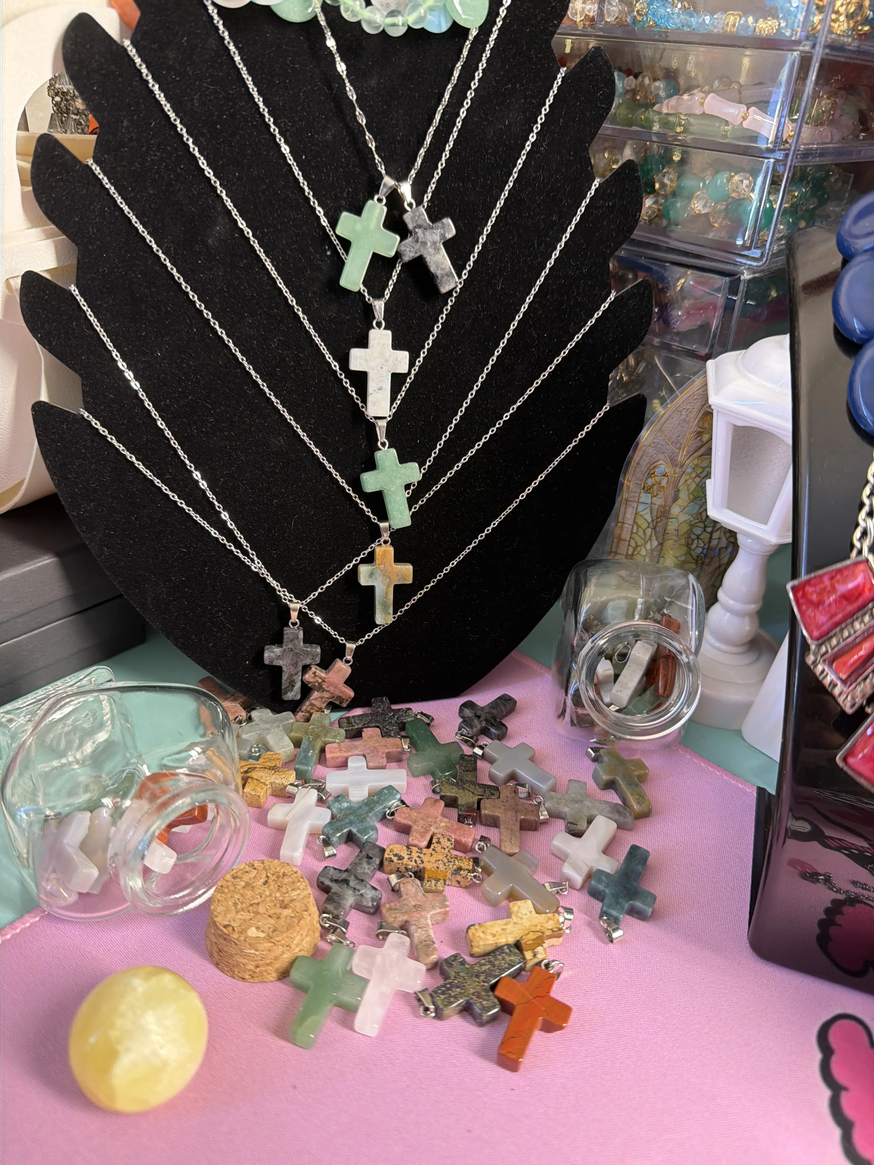 Gemstone cross necklace