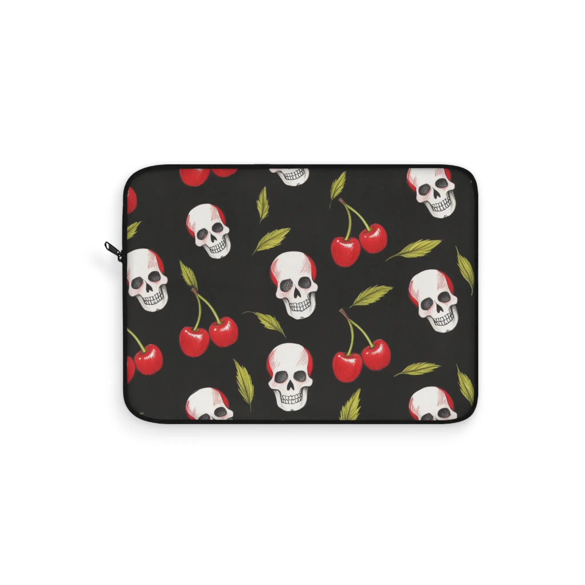 Edgy Cherry-ful Death Laptop Sleeve, Cute Tech Case, Retro Computer Bag, Unique Gift for Gamers, Halloween Decor, Fun Office Accessory