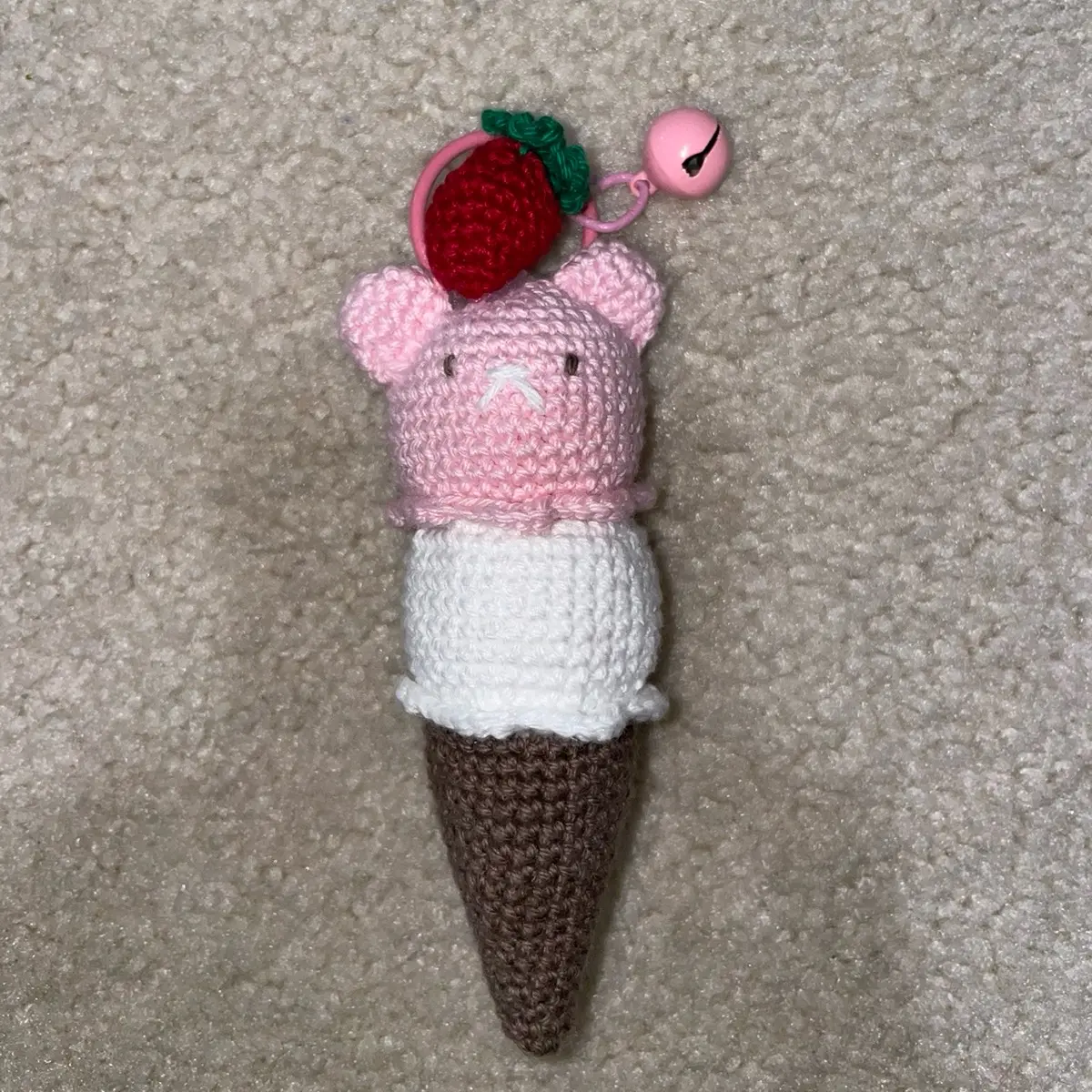 Crochet bear ice cream keychain