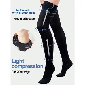 15,20mmHg Compression Over,The,Knee Socks, Unisex Thigh High Stockings, Medical Grade Graduated Compression Socks For Women, Suitable For Fitness, Yoga, Tennis, Outdoor Sports, Available In Black And White, Cozy Socks