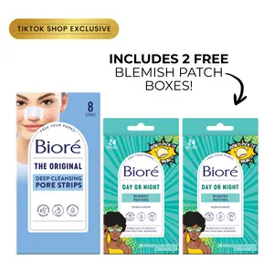 Biore Skincare 8-Count Original Deep Cleansing Pore Strips + GWP 2 Boxes of Blemish Patches!