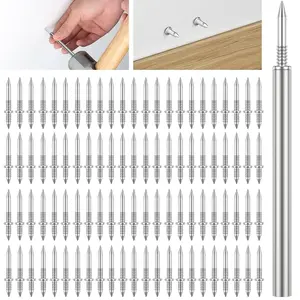 100Pcs Double-Headed Skirting Thread Seamless Nails, Reversible Non-Marking Baseboard Screws with Matching Sleeve, High Strength Wall Nails for Skirting Board Installation