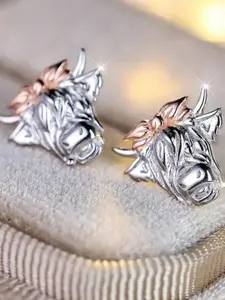 Vintage Bull Head Design Earrings, Fashionable Jewelry for Women Girls, Trendy All-match Exquisite Jewelry for Birthday Gift