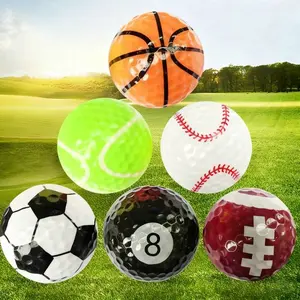 6-Piece Novelty Golf Balls with Sports Designs Football Basketball Table Tennis Fun Practice Balls for Play & Training at Home or Driving Range