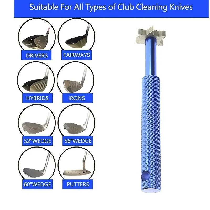 1pc Premium 6 Interchangeable Heads Golf Club Groove Sharpener And Cleaner Set With Protective Pouch - Improve Your Game Golf Accessories Golf Equipment