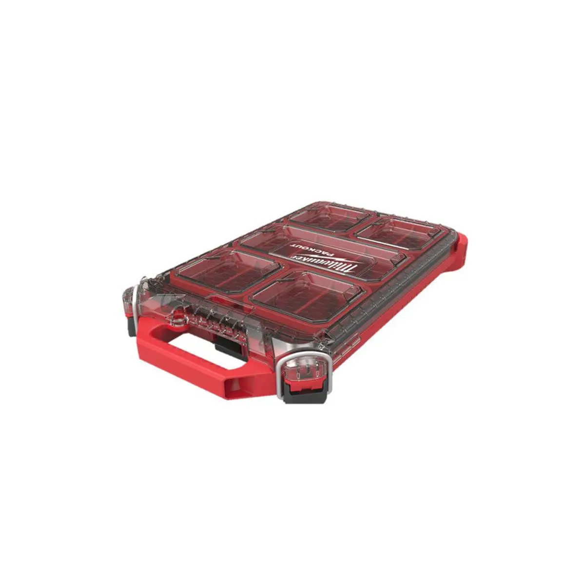 Milwaukee Electric Tool 249532 Packout Compact Low-Profile Organizer - Water-Resistant Portable Case with Heavy Latch, Transparent Design for Small Parts & Tool Organization