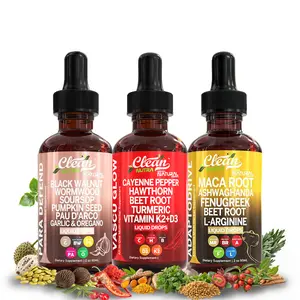 Clean Nutra Vital Reset Trio | Black Walnut, Cayenne Pepper, MACA Root & More Liquid Drops for Energy, Circulation & Detox Support Liquid Drops [Para Defend + Vascu Glow + AdaptoDrive]