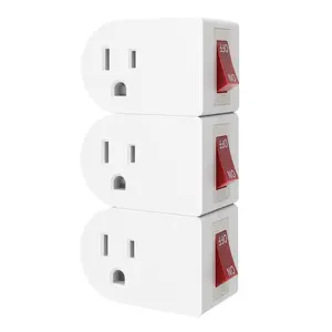 Oviitech 3 Pack Grounded Outlet Wall Tap Adapter with On/Off Power Switch Single Outlet with Switch in White ETL Certified 15Amp 125V 60Hz 1875W