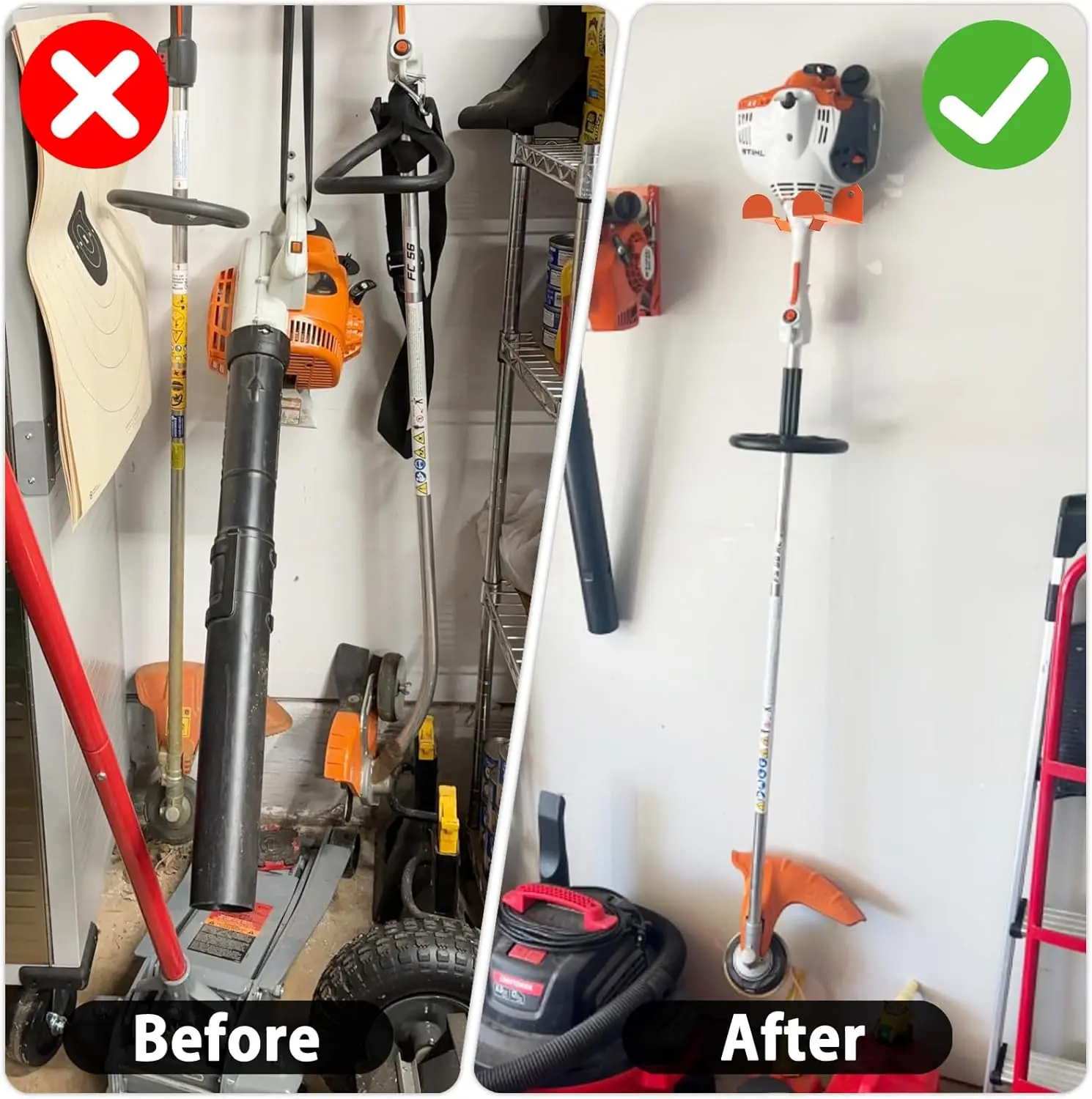 String Trimmer Wall Rack Trimmer Rack Wall Mount Heavy Duty Weedeater Hanger for Garage Wall ...