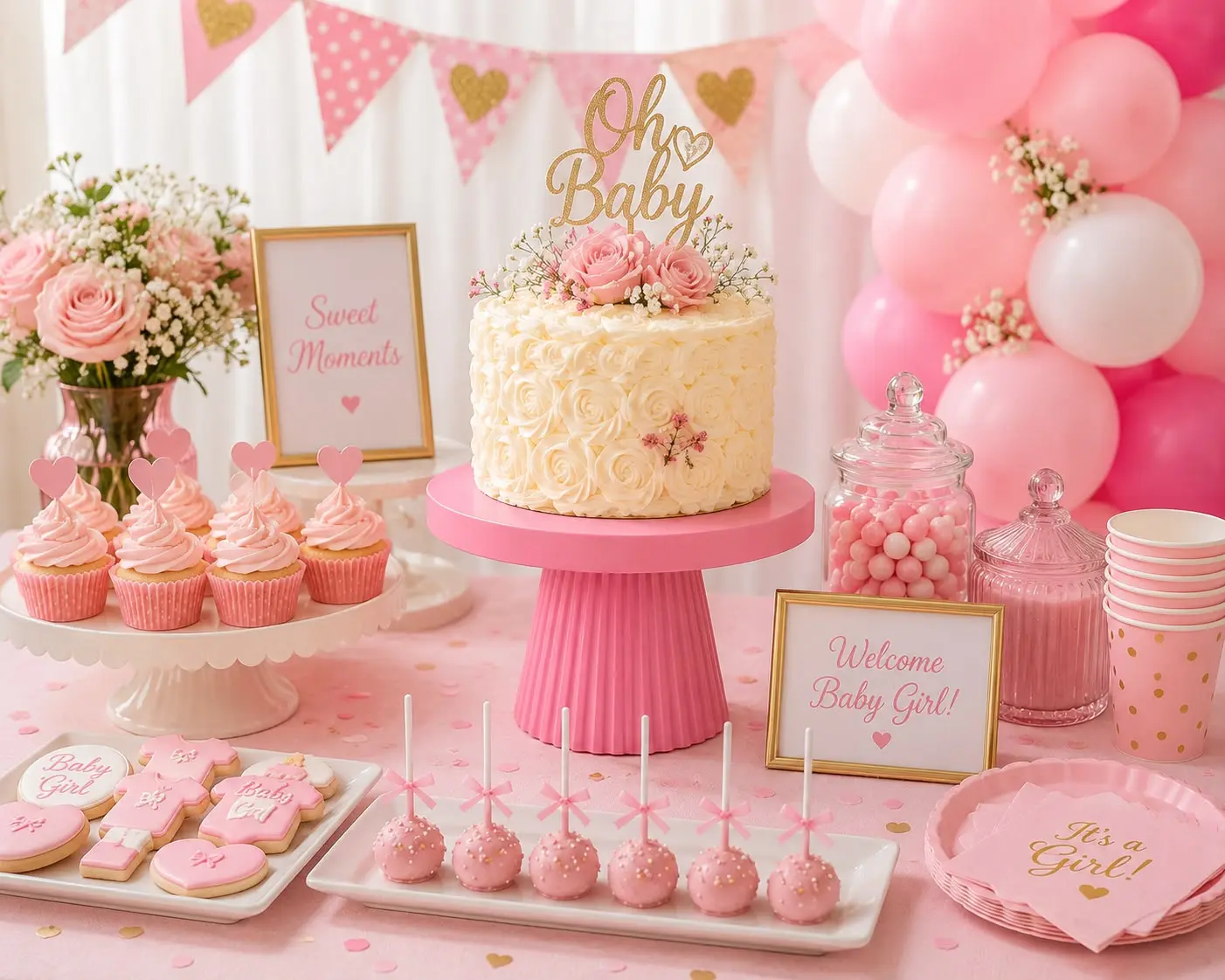 Pink cake stand