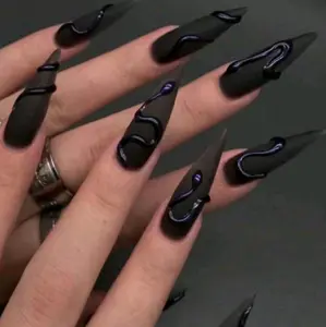 High Quality Press on Nails - Black Stiletto Gel lovers