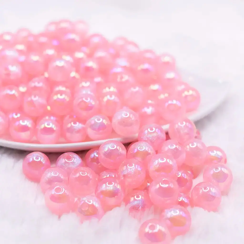 12mm Bright Pink Opal Bubblegum Beads - 20 Count