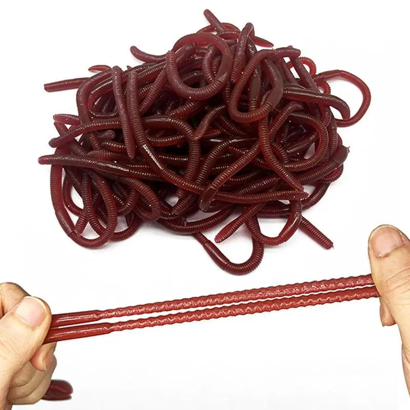 10PCS Fake Worms Rubber Play Worms Realistic Plastic Fidget Toy Earthworm Worm Farm Anxiety Relief For Halloween Party